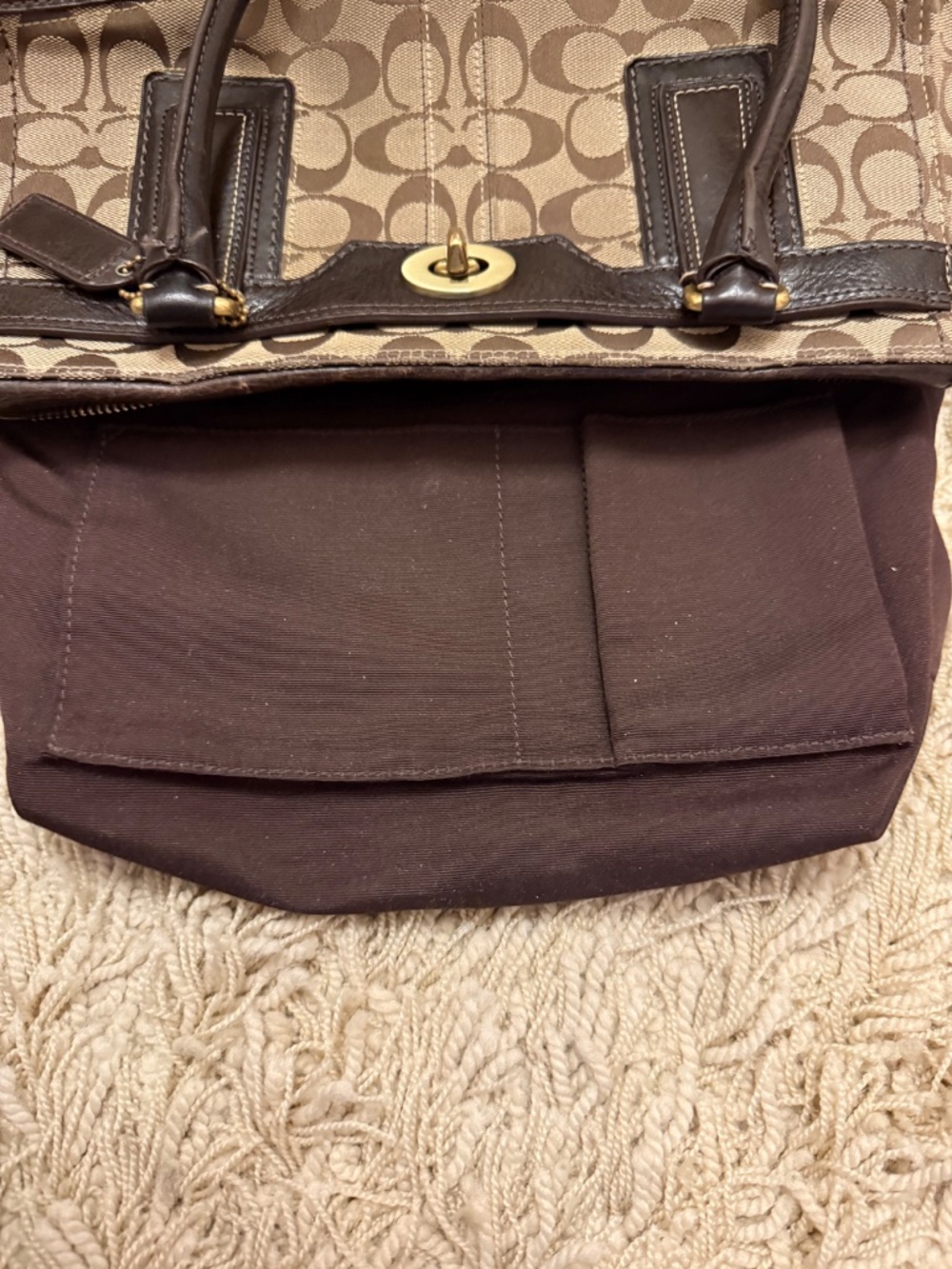 Coach Hampton Signature C Tan/Brown Canvas Carryall Satchel 11062 Y2K - Picture 4 of 16